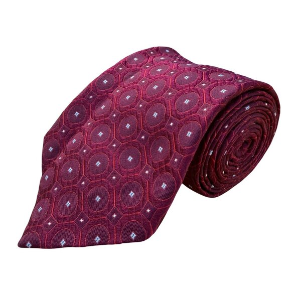 Jos A Bank Other - Jos A Bank Mens Red Silk Geometric Pattern Signature Collection Necktie